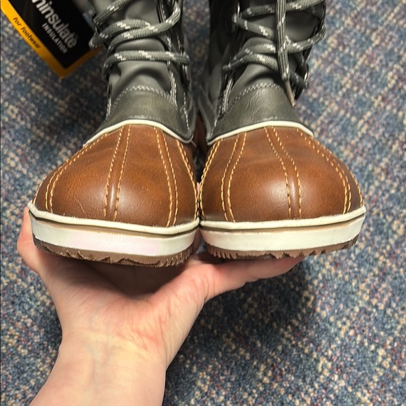 NWT 3M Thinsulate Brown and Gray Winter Boots size 12 - Picture 5 of 16